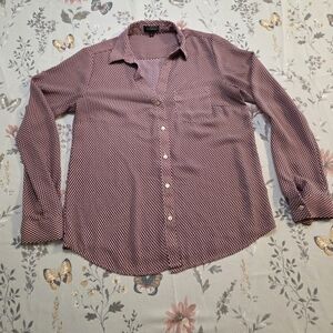 The Limited Purple Geometric Mod Print Button Down Blouse Small Retro Eclectic